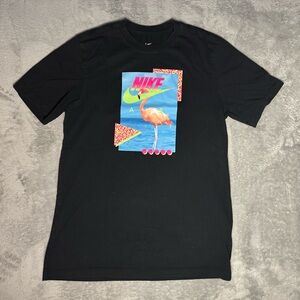 Mens Nike Black Graphic Tee with Flamingo